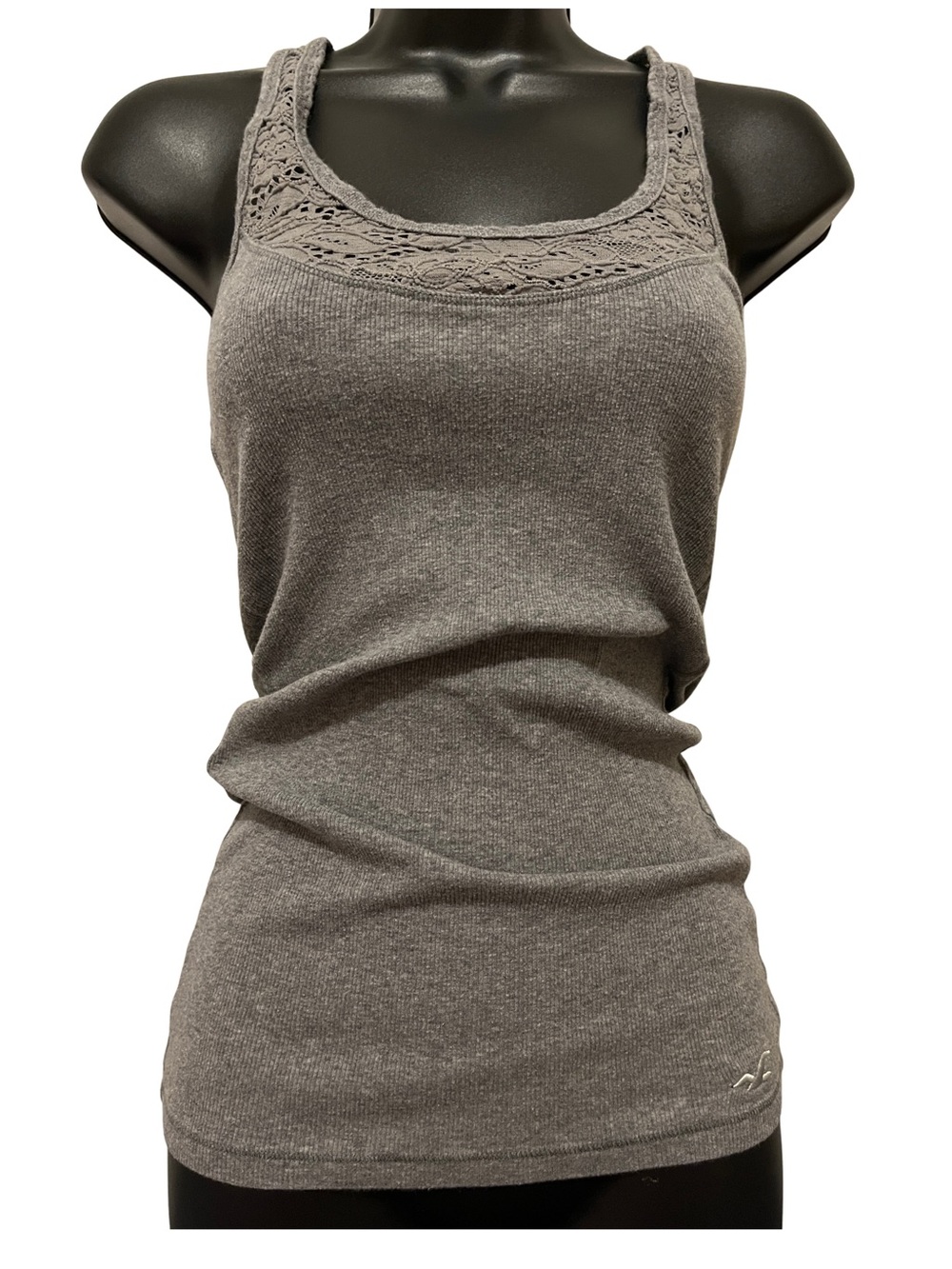 Hollister Gray Knit Lace-Trim Tank